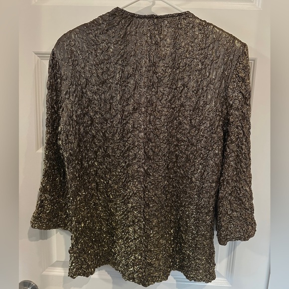 Joseph Ribkoff Women’s Gold Shimmer Open Cardigan Sweater Jacket Size 14 - Picture 8 of 10